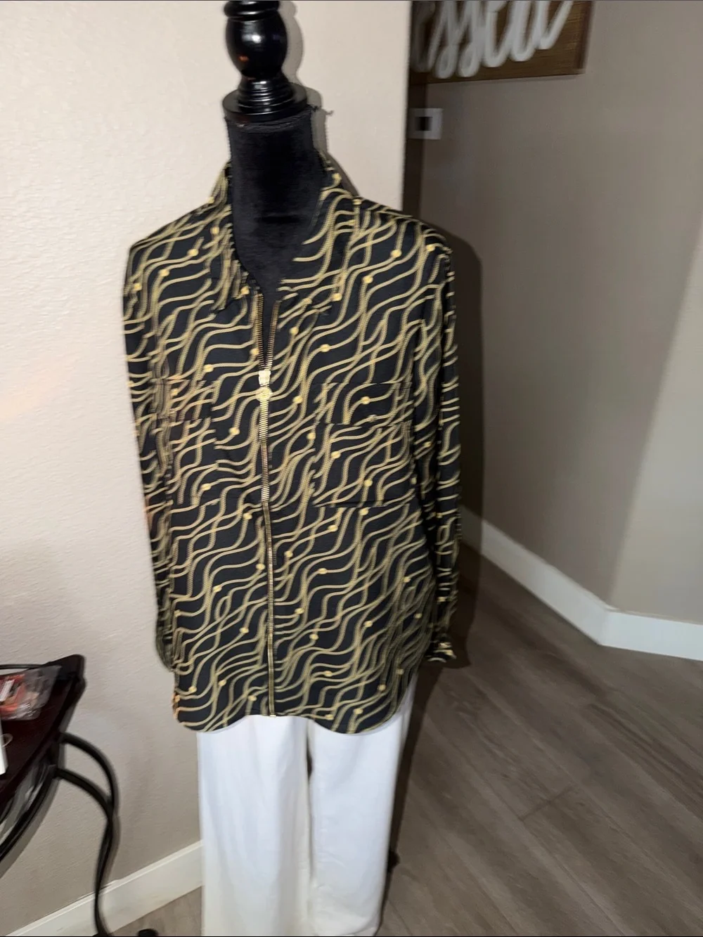 Marc by Marc Jacobs Black Jacket with Gold Wave Pattern